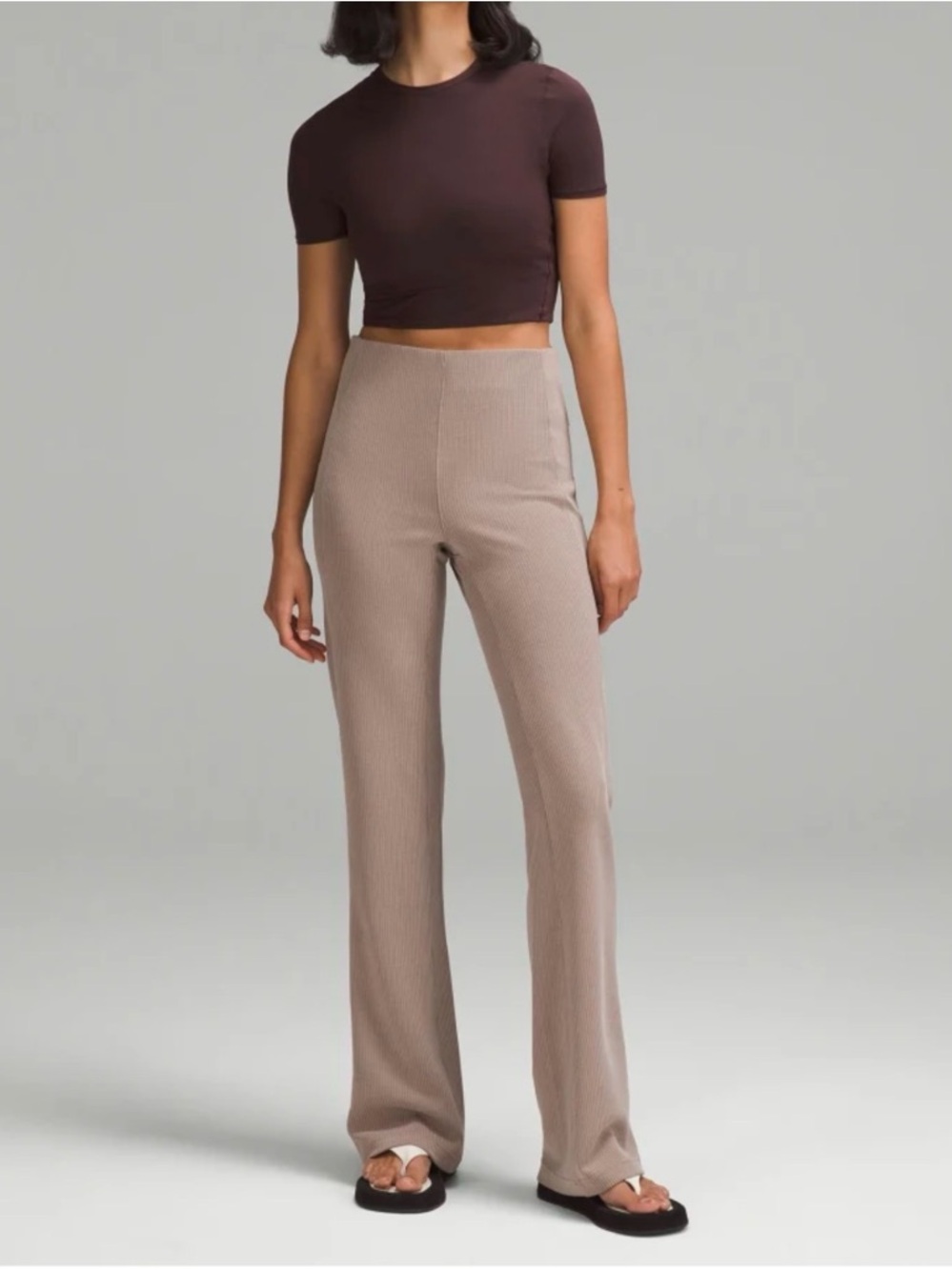 Lululemon Softstreme Ribbed Flare Pant Regular Taupetastic